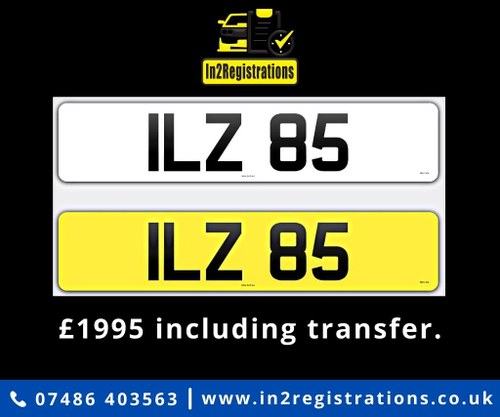 ILZ 85 Dateless 3x2 Number Plate. For Sale