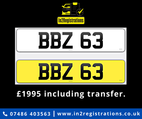 BBZ 63 Dateless 3x2 Number Plate. For Sale