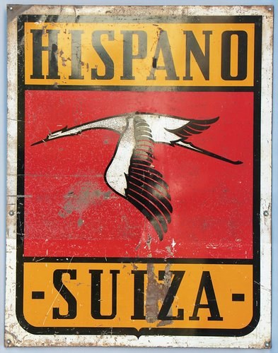 Hispano Suiza large old dealer sign Original For Sale