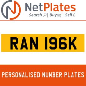 RAN 196K RANI Private Number Plate On DVLA Retention Ready