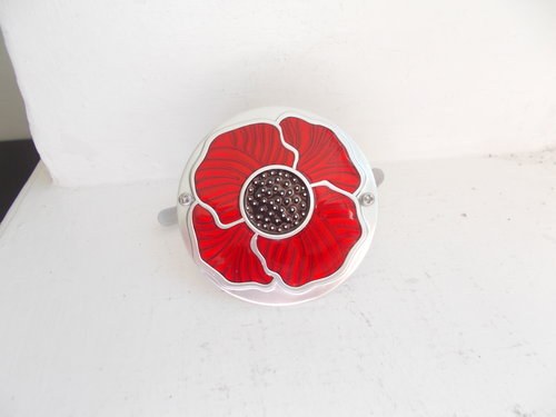 1980 POPPY CAR GRILLE BADGE CHROME AND ENAMEL  For Sale