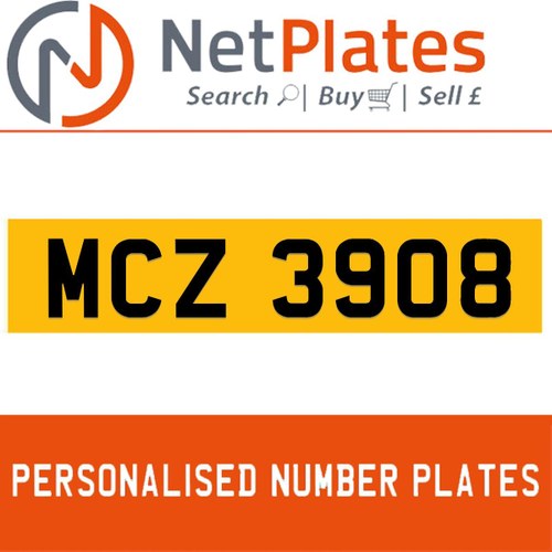 MCZ 3908 PERSONALISED PRIVATE CHERISHED DVLA NUMBER PLATE For Sale