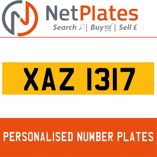 XAZ 1317 PERSONALISED PRIVATE CHERISHED DVLA NUMBER PLATE For Sale