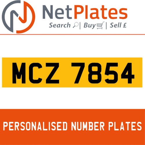 MCZ 7854 PERSONALISED PRIVATE CHERISHED DVLA NUMBER PLATE In vendita
