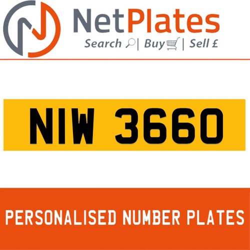 NIW 3660 PERSONALISED PRIVATE CHERISHED DVLA NUMBER PLATE For Sale