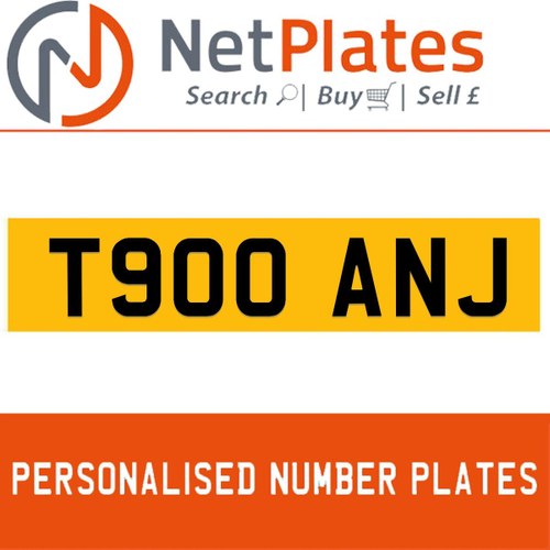 T900 ANJ PERSONALISED PRIVATE CHERISHED DVLA NUMBER PLATE In vendita