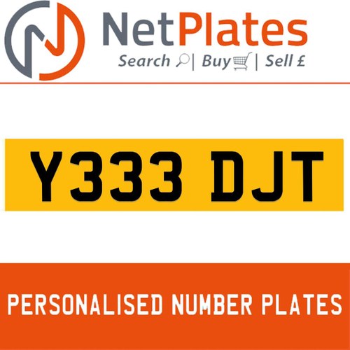Y33 DJT PERSONALISED PRIVATE CHERISHED DVLA NUMBER PLATE For Sale