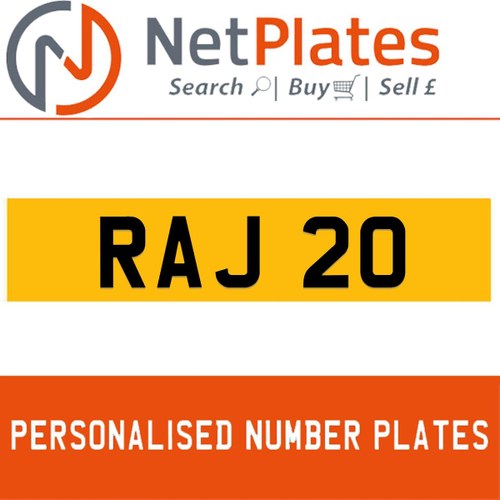 RAJ 20 PERSONALISED PRIVATE CHERISHED DVLA NUMBER PLATE For Sale