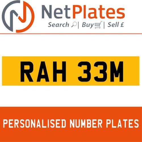 RAH 33M PERSONALISED PRIVATE CHERISHED DVLA NUMBER PLATE For Sale