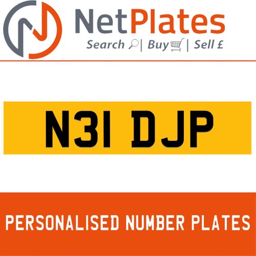 N31 DJP PERSONALISED PRIVATE CHERISHED DVLA NUMBER PLATE For Sale