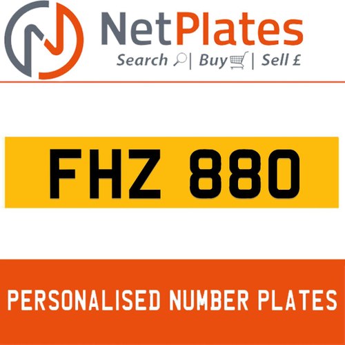 FHZ 880 PERSONALISED PRIVATE CHERISHED DVLA NUMBER PLATE For Sale