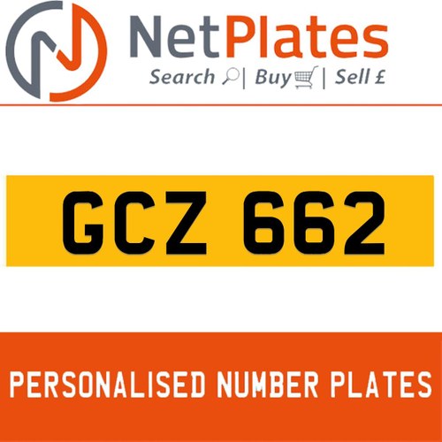 GCZ 662 PERSONALISED PRIVATE CHERISHED DVLA NUMBER PLATE In vendita