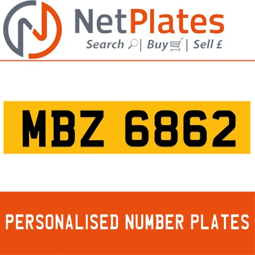 MBZ 6862 PERSONALISED PRIVATE CHERISHED DVLA NUMBER PLATE In vendita