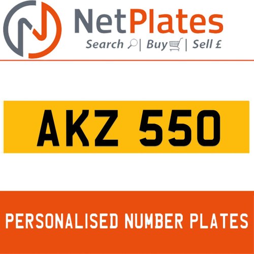 AKZ 550 PERSONALISED PRIVATE CHERISHED DVLA NUMBER PLATE For Sale