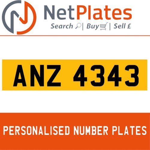 ANZ 4343 PERSONALISED PRIVATE CHERISHED DVLA NUMBER PLATE For Sale