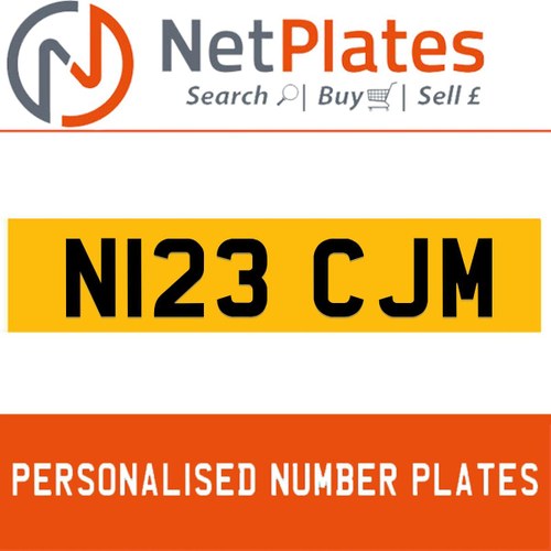 N123 CJM PERSONALISED PRIVATE CHERISHED DVLA NUMBER PLATE For Sale