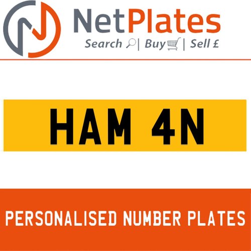HAM 4N PERSONALISED PRIVATE CHERISHED DVLA NUMBER PLATE For Sale