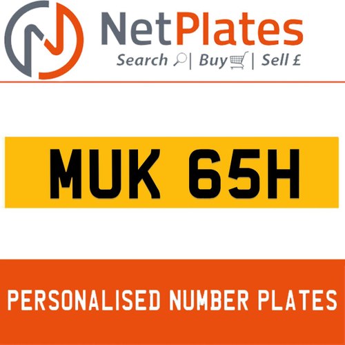 MUK 65H PERSONALISED PRIVATE CHERISHED DVLA NUMBER PLATE For Sale