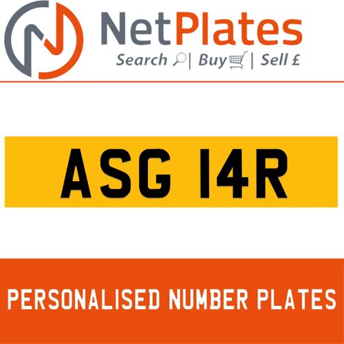 ASG 14R PERSONALISED PRIVATE CHERISHED DVLA NUMBER PLATE For Sale