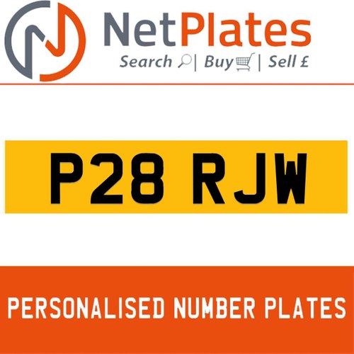 P28 RJW PERSONALISED PRIVATE CHERISHED DVLA NUMBER PLATE For Sale