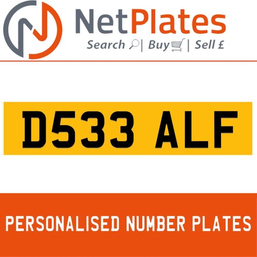 D533 ALF PERSONALISED PRIVATE CHERISHED DVLA NUMBER PLATE In vendita