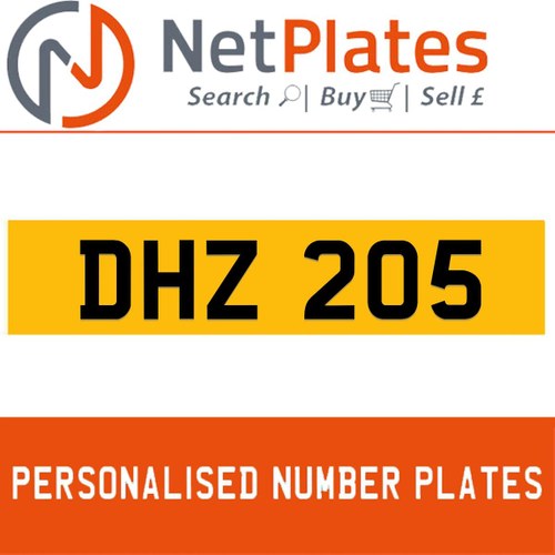 DHZ 205 PERSONALISED PRIVATE CHERISHED DVLA NUMBER PLATE In vendita