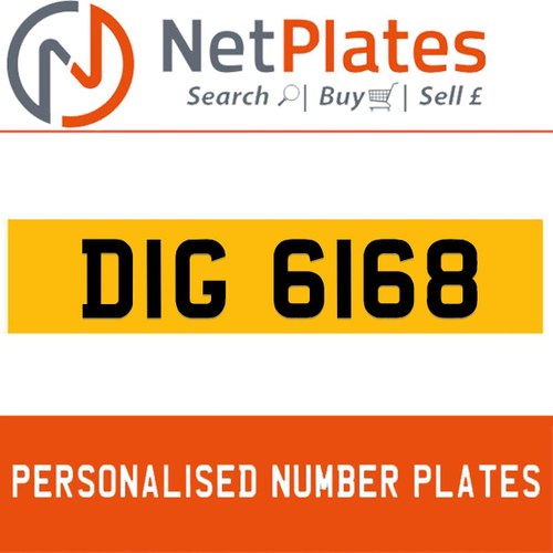 DIG 6168 PERSONALISED PRIVATE CHERISHED DVLA NUMBER PLATE In vendita