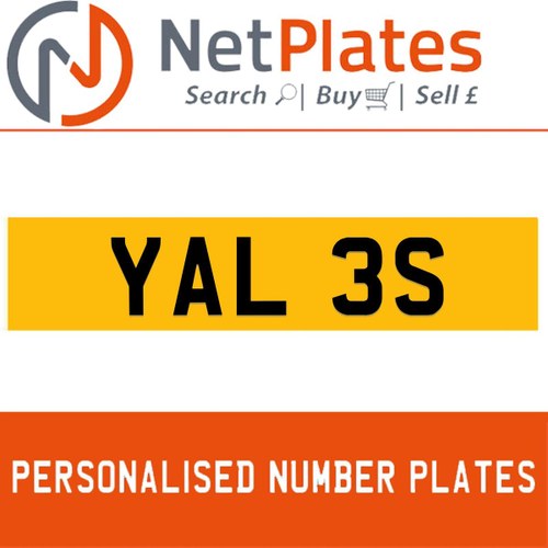 YAL 3S PERSONALISED PRIVATE CHERISHED DVLA NUMBER PLATE For Sale