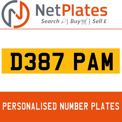 D387 PAM PERSONALISED PRIVATE CHERISHED DVLA NUMBER PLATE In vendita