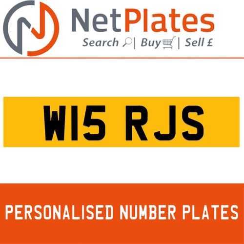 W15 RJS PERSONALISED PRIVATE CHERISHED DVLA NUMBER PLATE For Sale