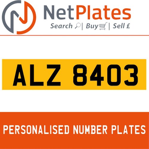 ALZ 8403 PERSONALISED PRIVATE CHERISHED DVLA NUMBER PLATE In vendita