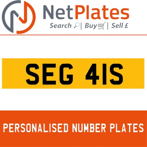 SEG 41S PERSONALISED PRIVATE CHERISHED DVLA NUMBER PLATE For Sale