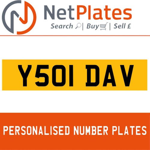Y051 DAV PERSONALISED PRIVATE CHERISHED DVLA NUMBER PLATE For Sale