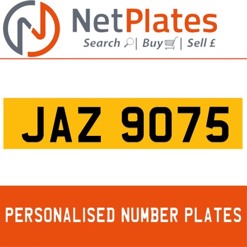 JAZ 9075 PERSONALISED PRIVATE CHERISHED DVLA NUMBER PLATE For Sale