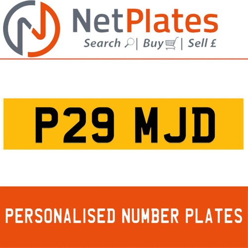 P29 MJD PERSONALISED PRIVATE CHERISHED DVLA NUMBER PLATE For Sale