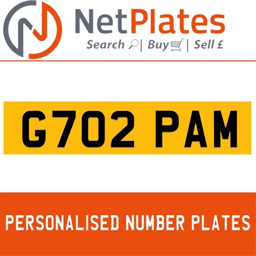 G702 PAM PERSONALISED PRIVATE CHERISHED DVLA NUMBER PLATE In vendita