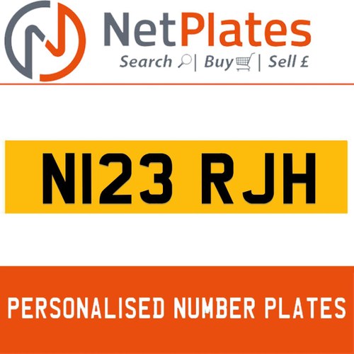 N123 RJH PERSONALISED PRIVATE CHERISHED DVLA NUMBER PLATE For Sale