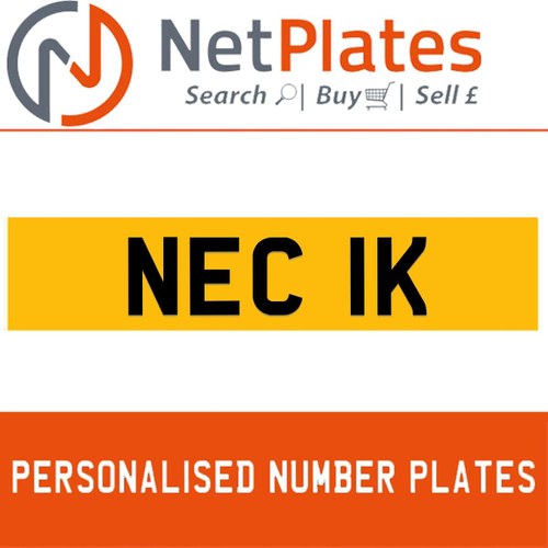 NEC 1K PERSONALISED PRIVATE CHERISHED DVLA NUMBER PLATE In vendita
