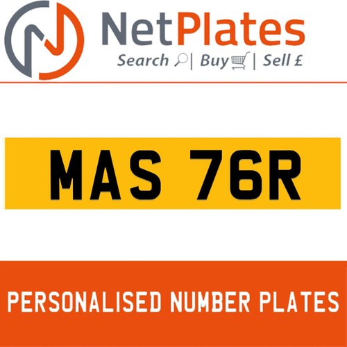 MAS 76R(MASTER) Private Number Plate from NetPlates Ltd For Sale