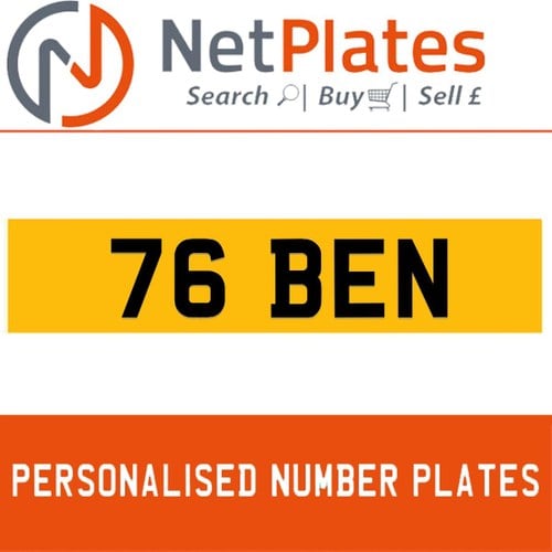 76 BEN PERSONALISED PRIVATE CHERISHED DVLA NUMBER PLATE In vendita