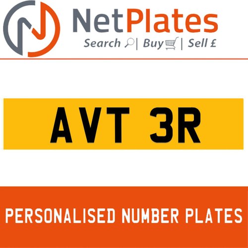 AVT 3R PERSONALISED PRIVATE CHERISHED DVLA NUMBER PLATE For Sale