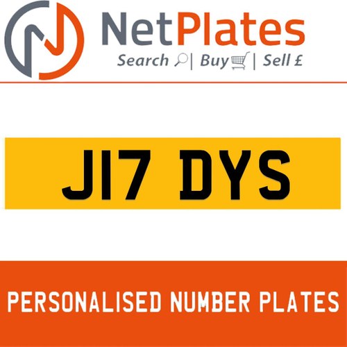 J17 DYS PERSONALISED PRIVATE CHERISHED DVLA NUMBER PLATE In vendita