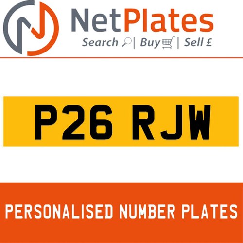 P26 RJW PERSONALISED PRIVATE CHERISHED DVLA NUMBER PLATE For Sale