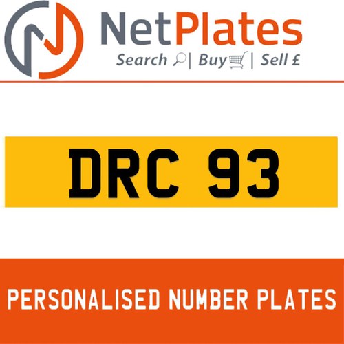 DRC 93 PERSONALISED PRIVATE CHERISHED DVLA NUMBER PLATE For Sale