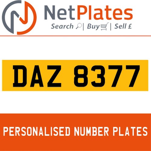 DAZ 8377 PERSONALISED PRIVATE CHERISHED DVLA NUMBER PLATE For Sale