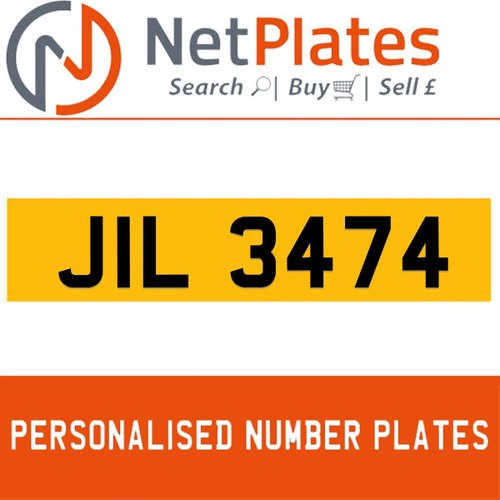 JIL 3474 PERSONALISED PRIVATE CHERISHED DVLA NUMBER PLATE For Sale