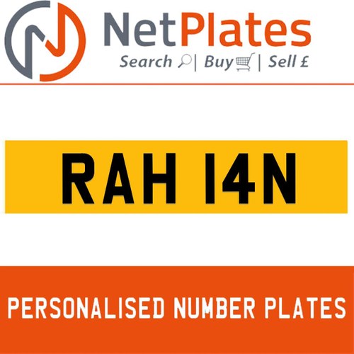 RAH 14N PERSONALISED PRIVATE CHERISHED DVLA NUMBER PLATE For Sale