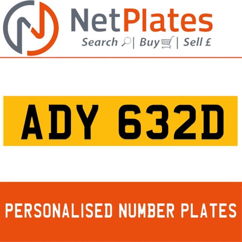 ADY 632D PERSONALISED PRIVATE CHERISHED DVLA NUMBER PLATE In vendita