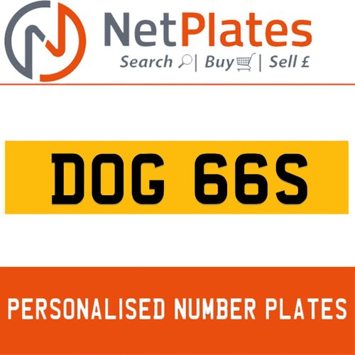 DOG 66S PERSONALISED PRIVATE CHERISHED DVLA NUMBER PLATE In vendita