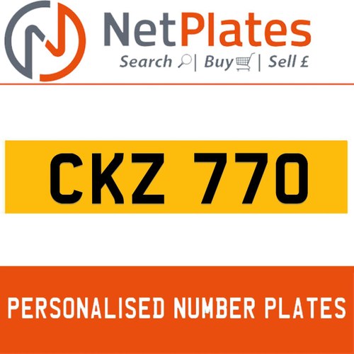 CKZ 770 PERSONALISED PRIVATE CHERISHED DVLA NUMBER PLATE For Sale
